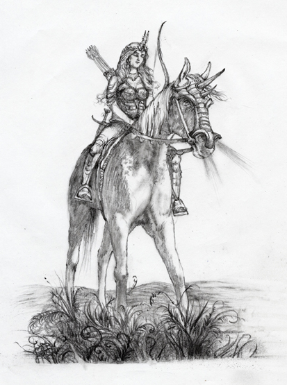 Sketch by Roger Garland for J.W. Webb, Fantasy Author