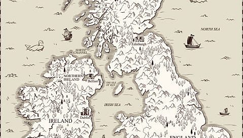 map of Ireland, Scotland, and England