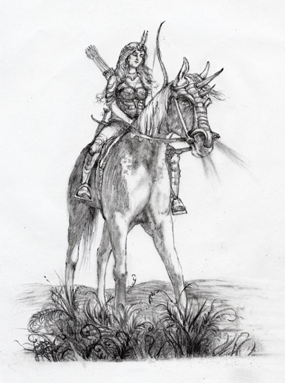 Sketch of Ariane of the Swords by Roger Garland